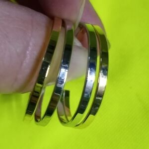 Two tone silvertone goldtone half hoop post earrings